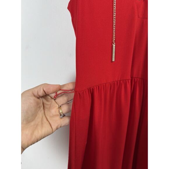 Michael Kors Red Luxury Designer Blouse Dress Valentine Baddie Bombshell Size P - Picture 3 of 8